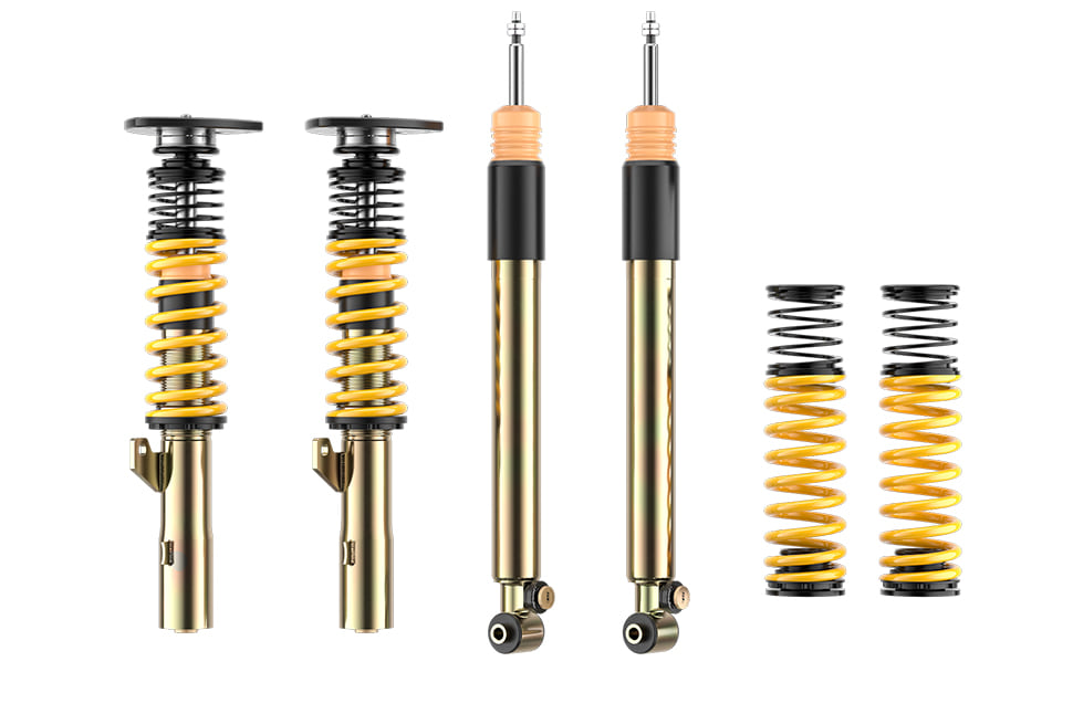 An integral part of the scope of delivery for the ST XTA plus 3 are unibal support bearings mounted on the front axle struts. The unibal-mounted ST support bearing makes the steering much more precise than conventional strut mounts with rubber-metal elements.